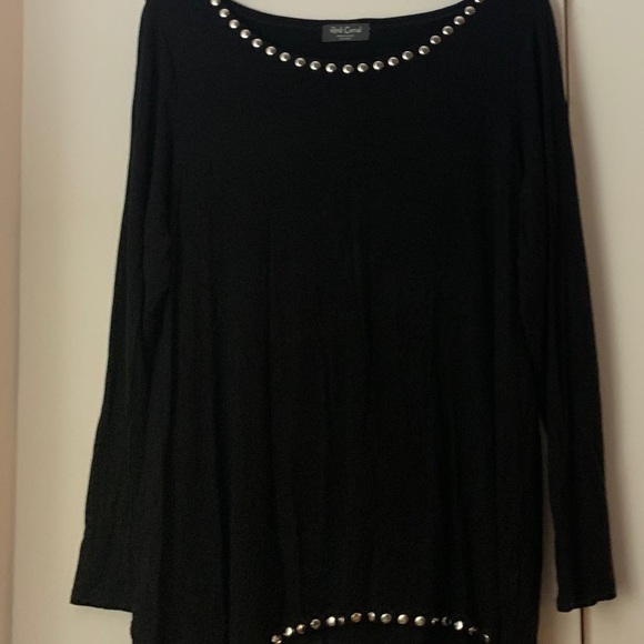 Black Loose Long Sleeve Top With Silver Studs - Picture 4 of 9